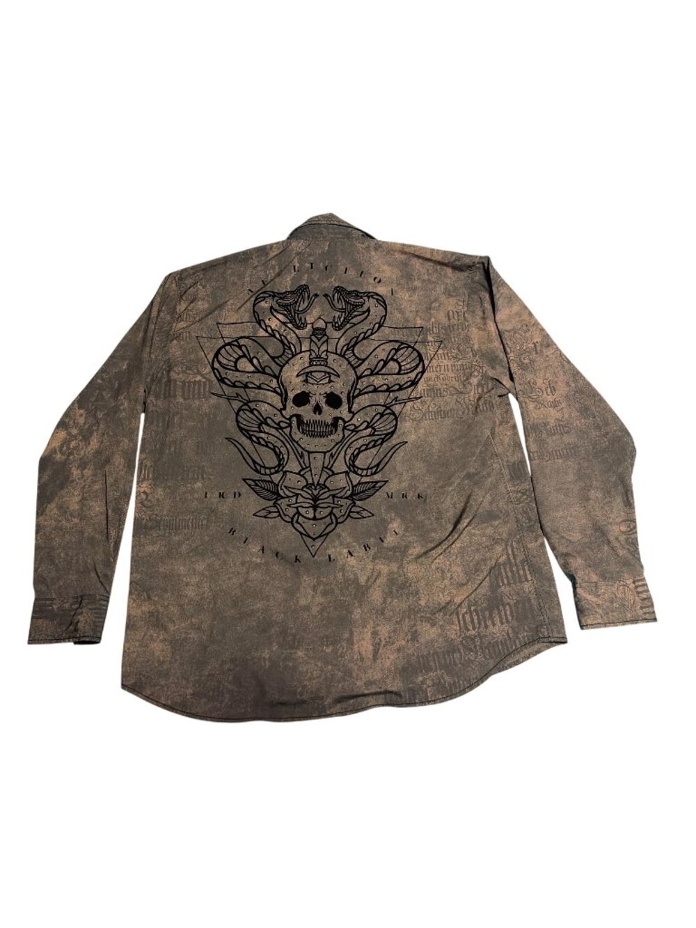 VTG Affliction Black Label Mens 3XL Button-Up Shirt Gothic Snake Skull Graphic